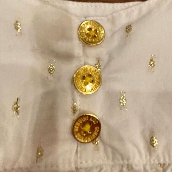Oshkosh Genuine Kids Flowy Blouse White Sparkly Gold Accent Ruffle Sleeve Size 2 - Picture 4 of 11
